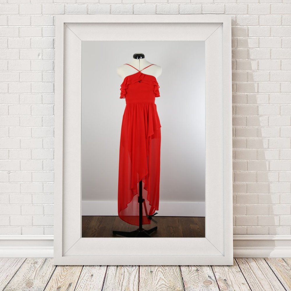LONG RED "HALTER" DRESS
